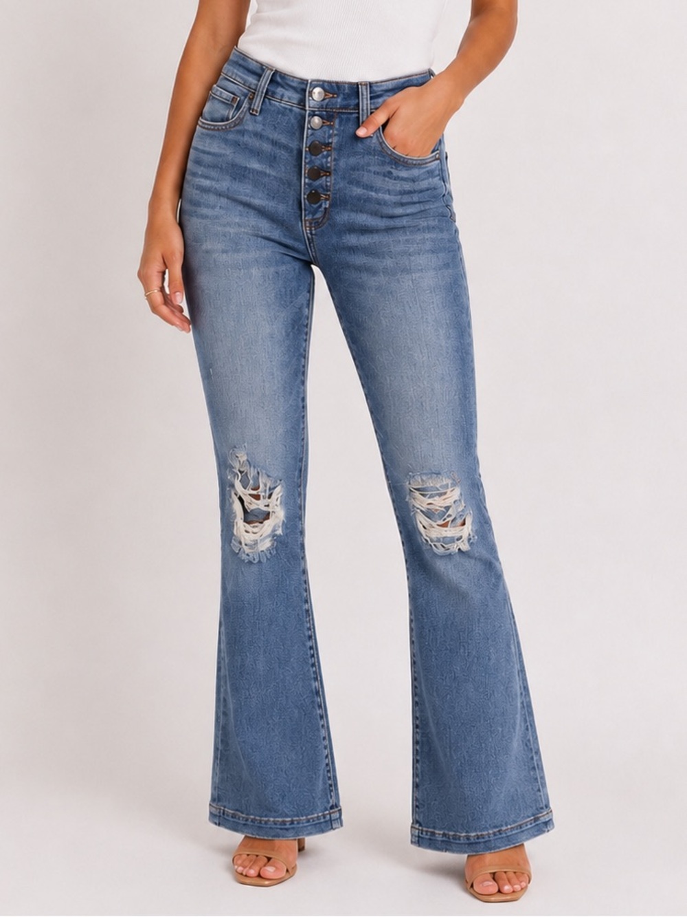 KUT from the Kloth distressed flare jeans women’s 6